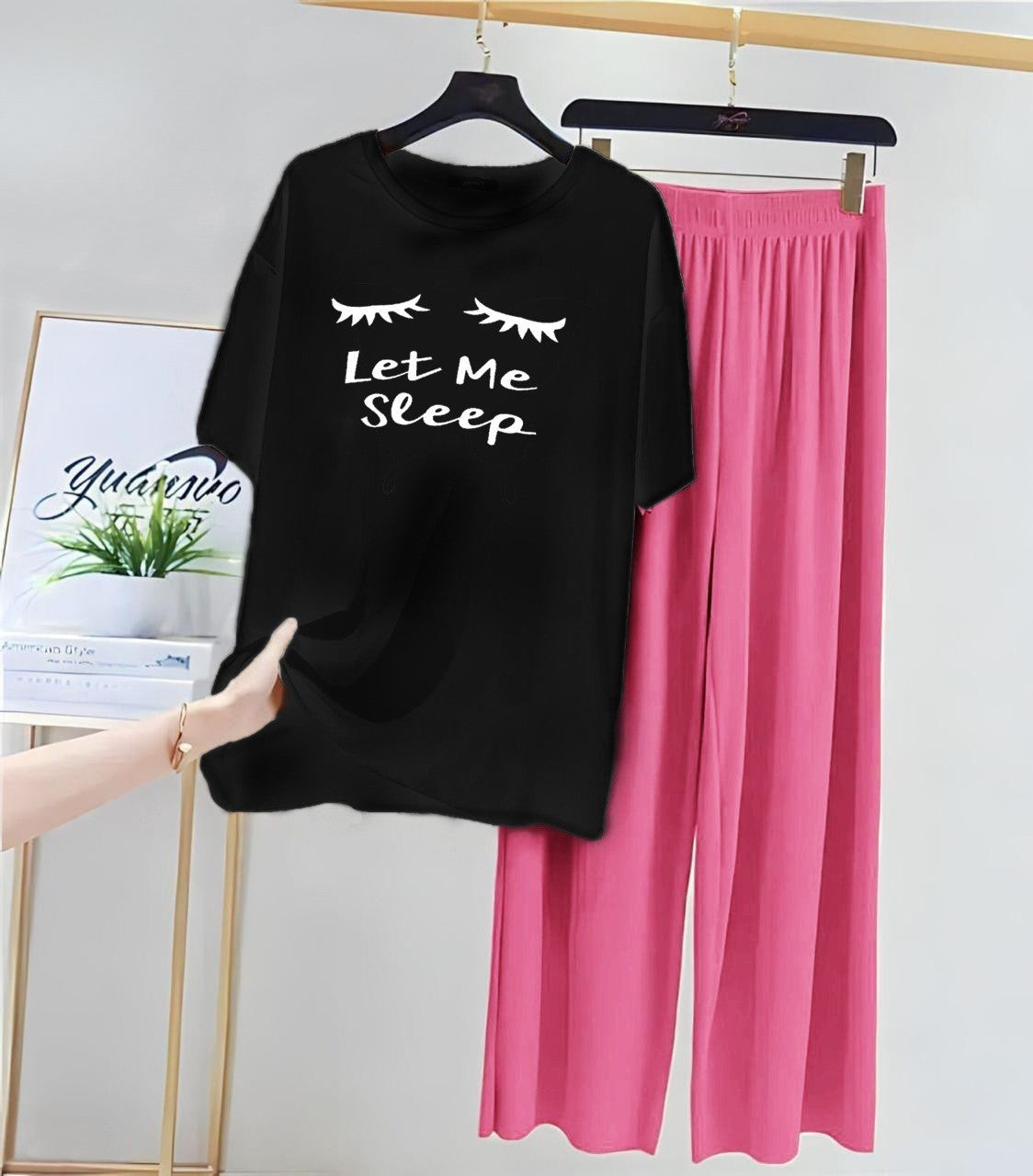 Black Pink Loungewear Zama Fashion