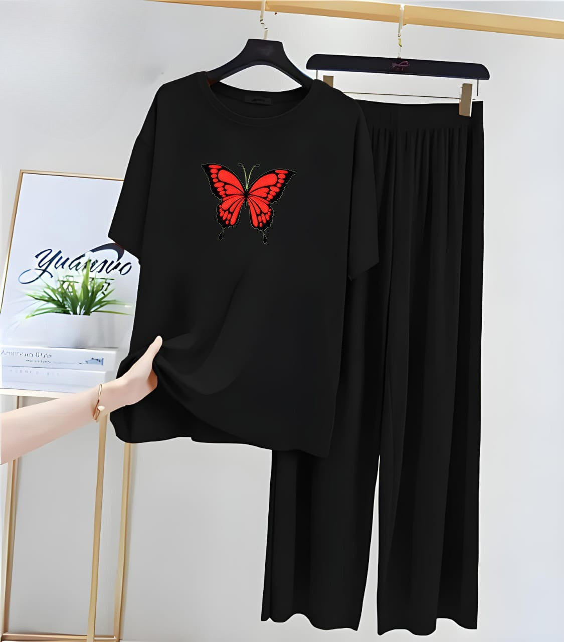 Butterfly Black Black Loungewear - Zama Fashion