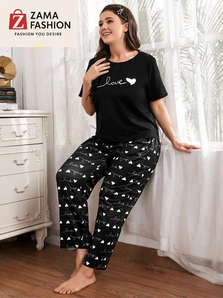 Black Love Printed Loungewear - Zama Fashion