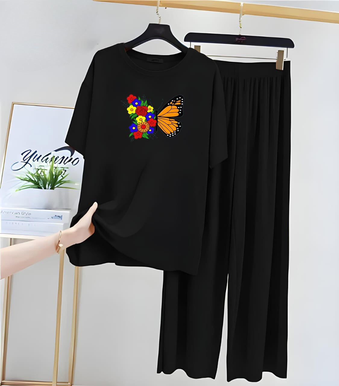 Butterfly Black Black Loungewear - Zama Fashion