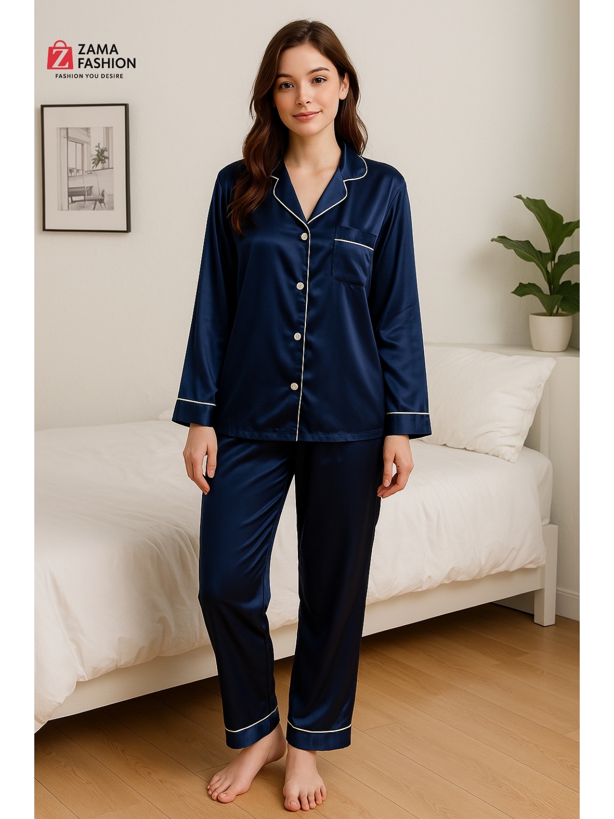 Blue Silk Loungewear Zama Fashion