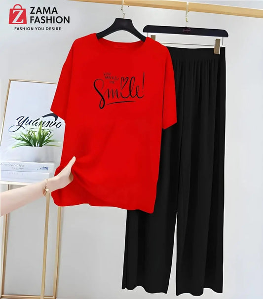 Smile Red Black Loungewear - Zama Fashion