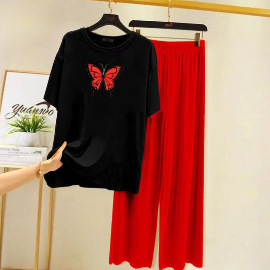 Butterfly Black Red Loungewear - Zama Fashion