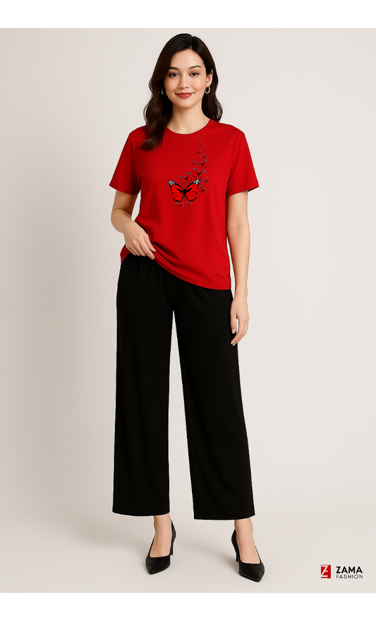 Butterfly Red Black Loungewear Zama Fashion