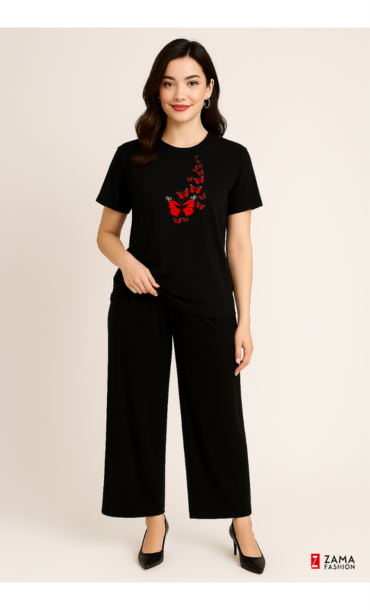Butterfly Black Black Loungewear Zama Fashion