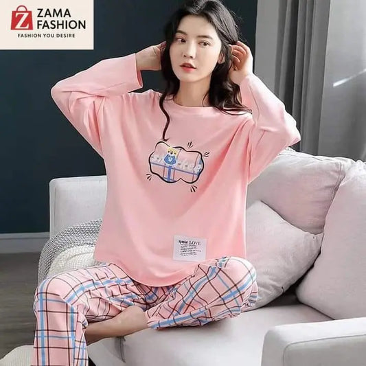 Pink  Printed Loungewear - Zama Fashion