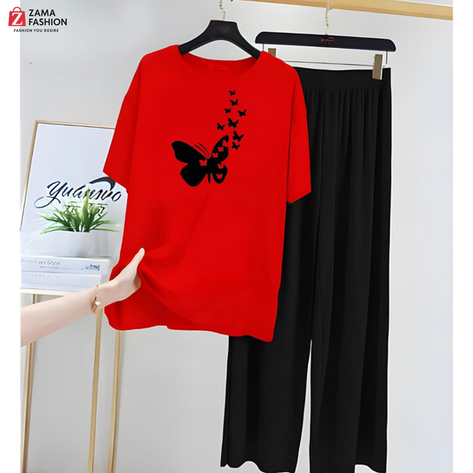 Butterfly Red Black Loungewear Zama Fashion