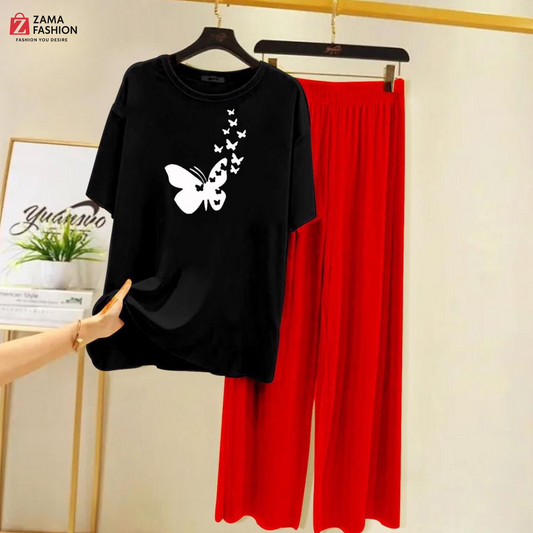 Butterfly Black Red Loungewear Zama Fashion