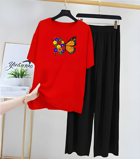 Butterfly Red Black Loungewear - Zama Fashion