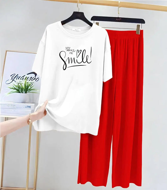 Smile White Red Loungewear - Zama Fashion
