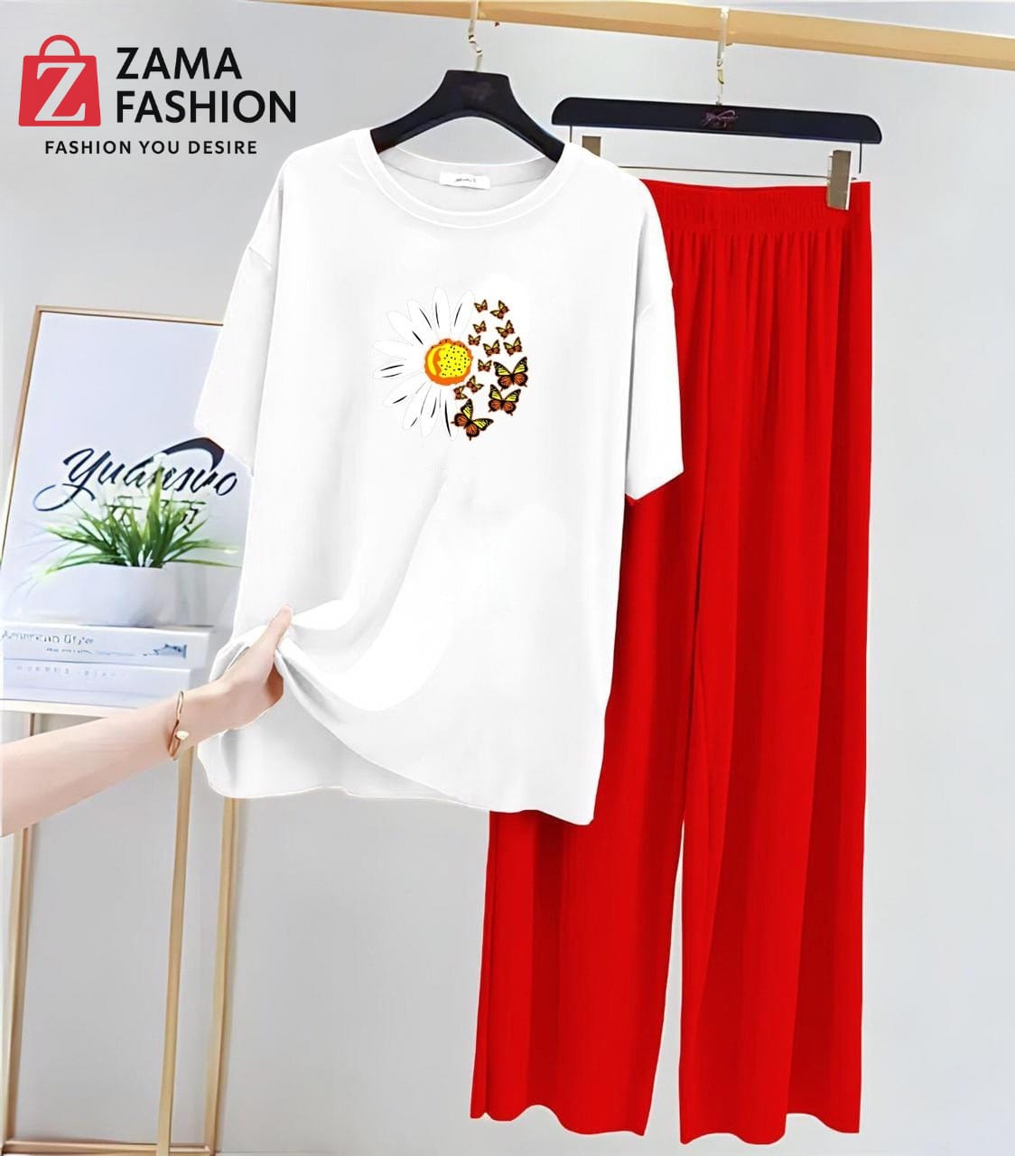 Sunflower White Red Loungewear - Zama Fashion