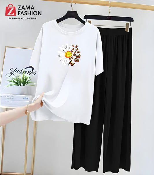 Sunflower White Black Loungewear - Zama Fashion