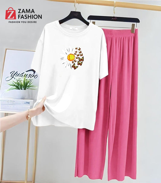 Sunflower White Pink Loungewear - Zama Fashion