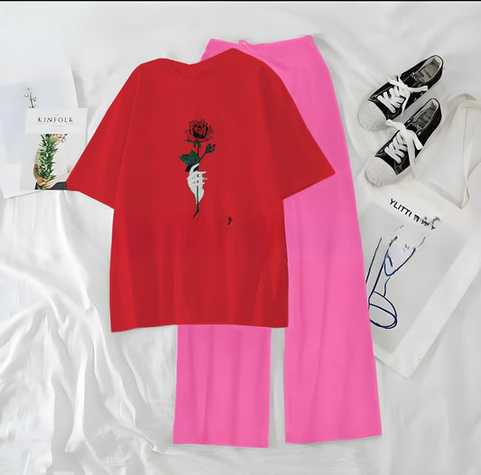 Rose Red Pink Loungewear - Zama Fashion