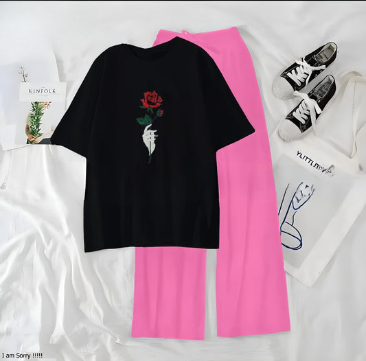 Rose Black Pink Loungewear - Zama Fashion
