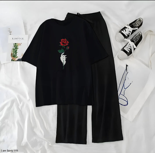 Rose Black Black Loungewear - Zama Fashion